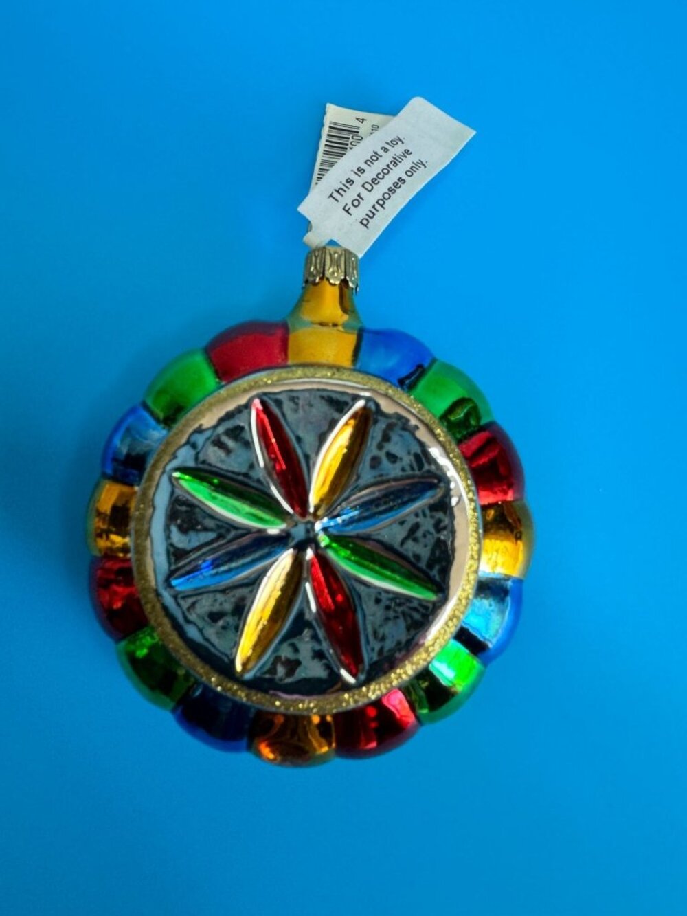 Vintage German Glass Reflector Ornament Rainbow Jewel Bloomingdales 3” - Picture 3 of 6